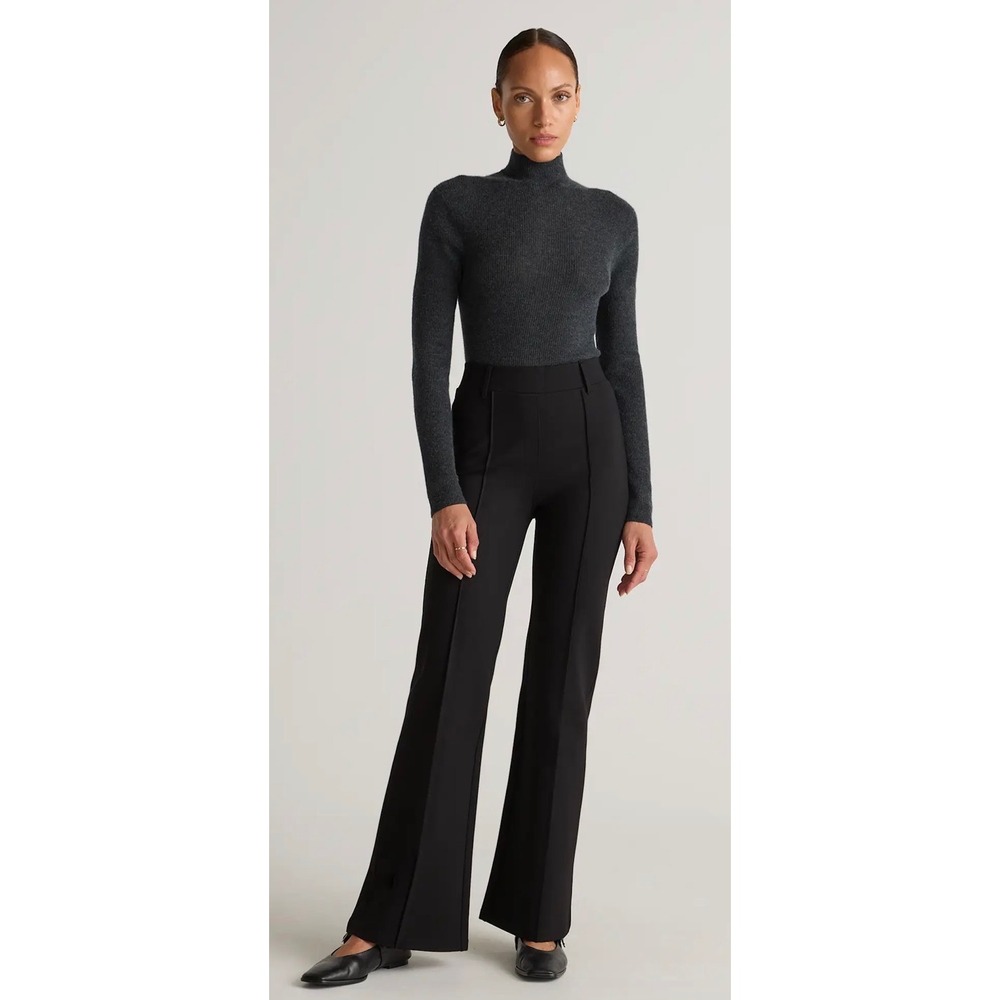 Quince Ultra-Stretch Ponte Flare Leg Pants XL black pintuck comfort workwear